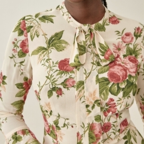 NWOT Reformation Castel Floral Tie Neck Midi Dress – Cottagecore Prairie – 8 - Picture 3 of 13